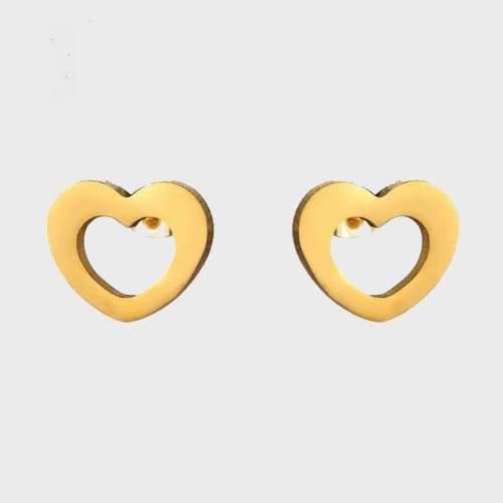 Heart Studs Gold Plated Stainless Steel Earrings